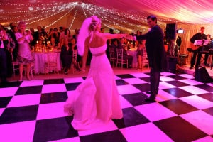 chequered wedding dance floor