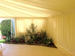 Flower bed marquee wedding