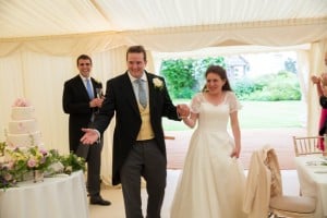 Wedding couple in a marquee