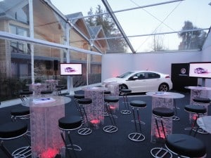 Car launch clear roof marquee