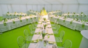 Unusual green marquee wedding decor