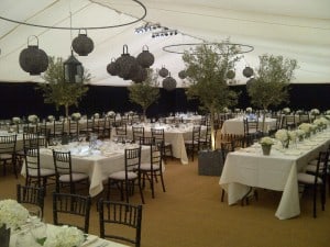 Black, white & grey unusual marquee wedding decor Surrey