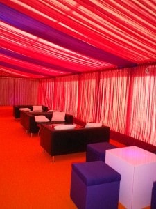 Red lining marquee comfortable seating