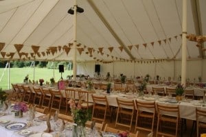 Trad marquee with bunting for wedding in Surrey