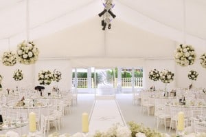 Classic white marquee with trees