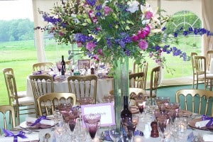 floral arrangements in marquees