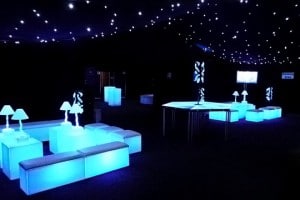 Illuminated cube marquee seating