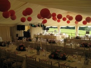 Pink hanging lanterns marquee surrey
