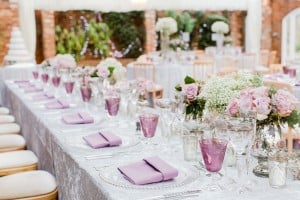 Pink marquee decor table