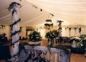 Floral ivory marquee pillar