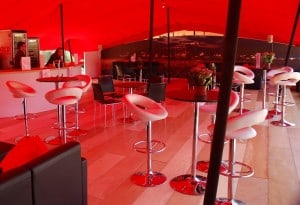 Red marquee seating