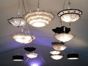 Illuminated umbrella lights marquee decor