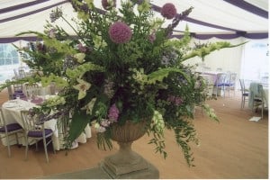 Purple floral marquee decor