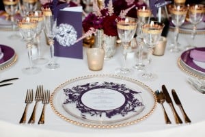 Purple marquee table setting