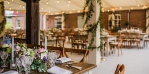 Wedding marquee hire: Inside a decorated wedding marquee